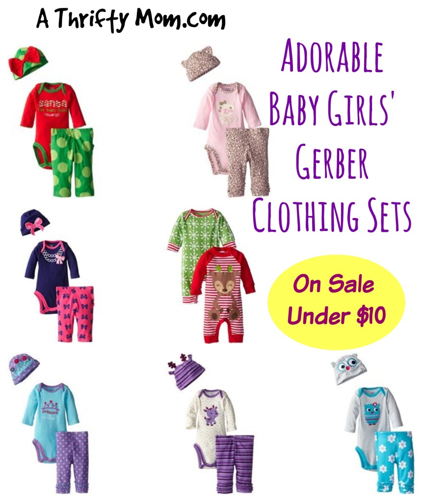 Adorable Baby Girls' Gerber Clothing Sets On Sale All Under 10!!! 
