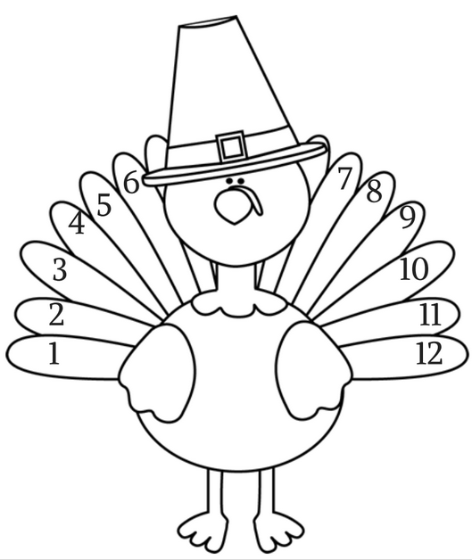 Turkey Coloring page FREE Printable Learn to count