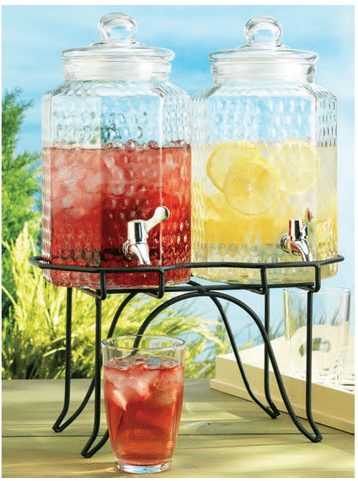 Beverage Double Hammered Dispensers with Stand - Perfect for Parties - AThriftyMom
