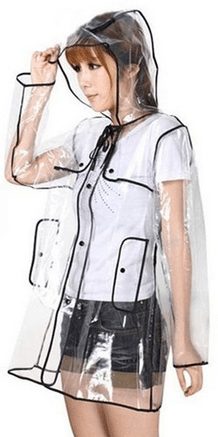 Freesmily Women Clear Raincoat EVA Waterproof Rain Jacket Coat with Detachable Hood