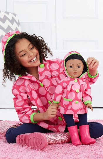 Clothes for AMERICAN GIRL DOLL, Pink rain Coat & Doll Coat - Girls