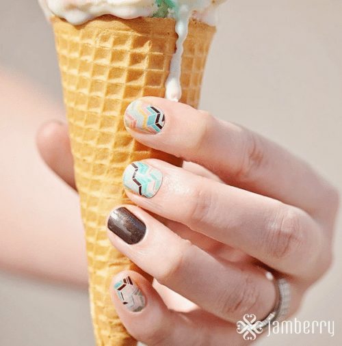 Jamberry Nail Art love this spring look with Gelato and Trungsten Sparkle as an accent nail