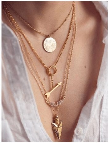 Multilayer Crystal Gold Pendant Chain Statement Necklace - Womens Fashion - A Thrifty Mom