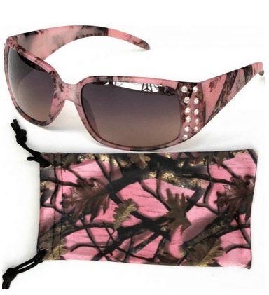 Pink Camouflage Sunglasses Rhinestone with FREE Camo Microfiber Pouch - A Thrifty Mom
