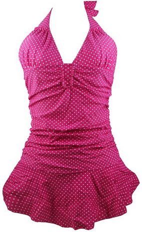 Retro Vintage Polka Dot One Piece Pin Up Swimsuit - A Thrifty Mom