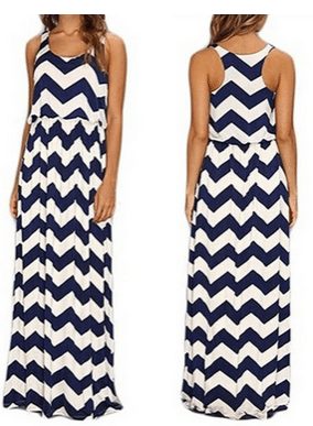 Sleeveless Striped Wavy Pattern Long Dress - A Thrifty Mom - WANT this one!