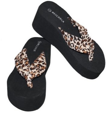 Women Casual Beach Platform Wedge Thong Sandal with Leopard Print Straps - A Thrifty Mom