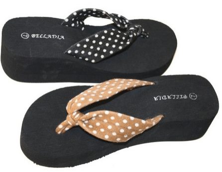 Women Casual Beach Platform Wedge Thong Sandal with Polka Dot Straps - A Thrifty Mom