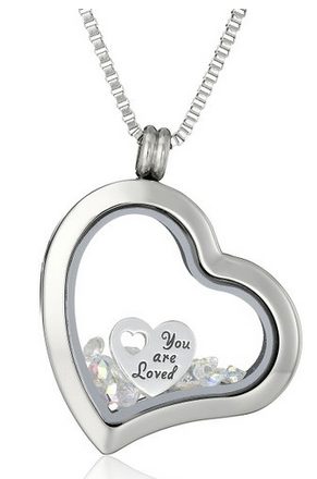 Charmed Lockets You are Loved Swarovski Crystal Charm Heart Locket Necklace - A Thrifty Mom
