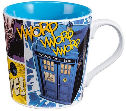 Dr Who comic mug, wobbly, timey wimey charm, dr who party