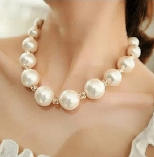 Faux Pearl Bead Choker Necklace