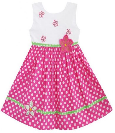 Girls Dress Pink Dot Flower Embroidered Dress - A Thrifty Mom