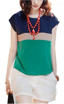 Sale!! Women’s Loose Casual Stripe Color Collision T-Shirt Tops Blouse Just $1.99
