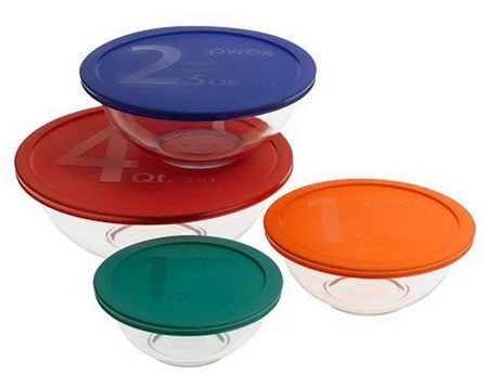 Pyrex 8-piece Mixing Bowl Set with Colored Lids - A Thrifty Mom