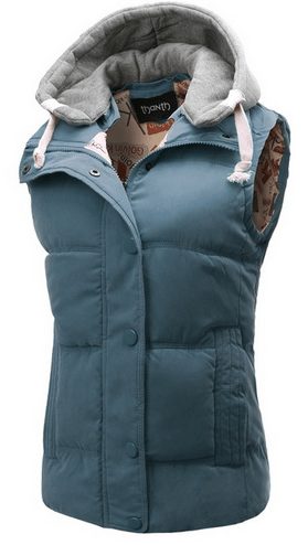 Womens Padded Puffer Active Vest with Detachable Hood - A Thrifty Mom