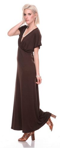 Women's V Neck Short Sleeve Elastic Waist Maxi Dress On Sale - A Thrifty Mom