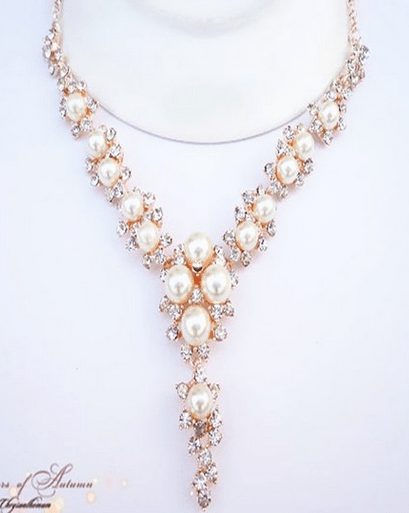 faux pearl gold crystal necklace