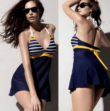 Navy and Yellow Modest Bathing Suit