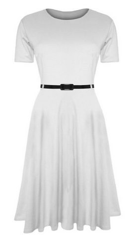 Belted Cap Sleeve Flared Swing Midi Dress - A Thrifty Mom