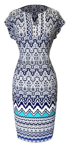 Geometrical Kaleidoscope Print Cap Sleeve Dress On Sale!