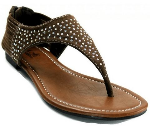 Kali Footwear Womens Super Rhinestone Stud Flat Thong Sandal - A Thrifty Mom