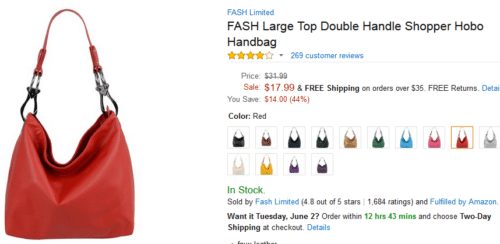 Large Top Double Handle Shopper Hobo Handbag On Sale - A Thrifty Mom
