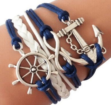 leather bracelet with anchor and wheel, sailer boat theme, girls camp or secret sisiter gift idea, teen girl party favors