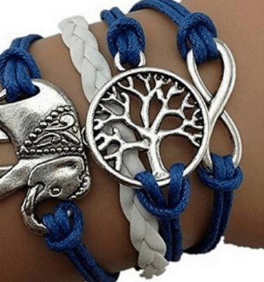 leather bracelet with elephant and tree, girls camp or secret sisiter gift idea, teen girl party favors