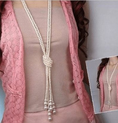 Long Knotted Pearl Necklace Under $6 - A Thrifty Mom
