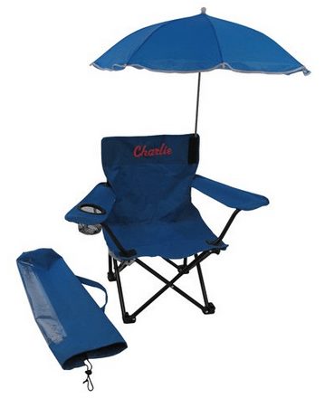 Personalized Blue Child Camping Chair with Umbrella