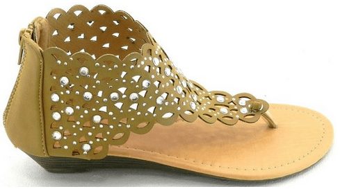 T Strap Rhinestone Party Wear Gladiator Roman Flat Sandals - A Thrifty Mom