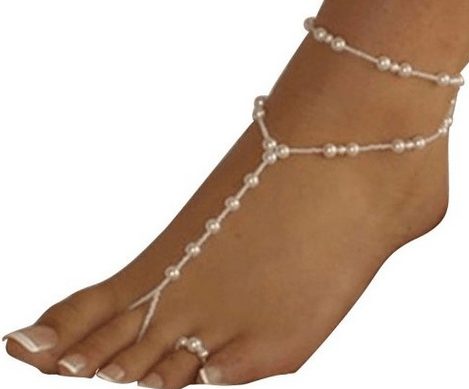 Womens Beach Imitation Pearl Barefoot Sandal Foot Jewelry Anklet Chain