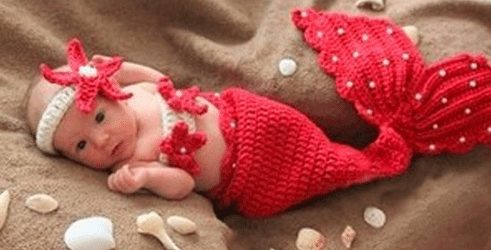 mermaid infant outfit knitted baby photoshoot