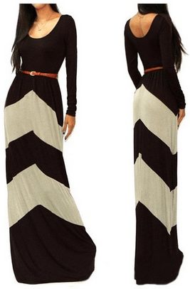 Long Sleeve Belted maxi Dress