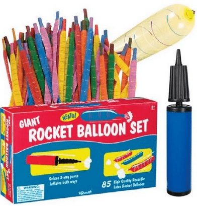 Rocket balloons with pump, easy summer games to keep the kids busy