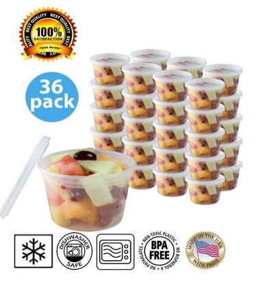 Small Plastic Food Containers with Lids 36 pk - Leak Proof, Microwavable, Freezer and Dishwasher Safe