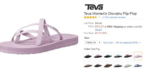 Teva Olowahu flip flops low as $15, which is a great price, stock up