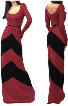 red black chevron long sleeve dress
