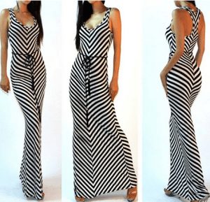 womens striped chevron long dress