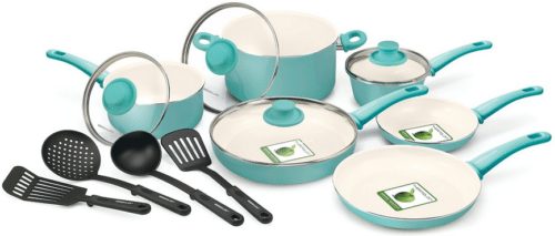 14 pc Nonstick Ceramic Cookware Set with Soft Grip