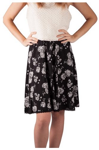 Black and White Flower Skirt On Sale