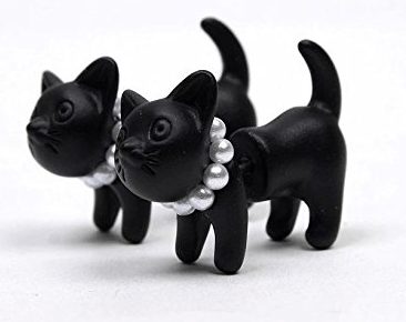 Black and White Kitty Earrings