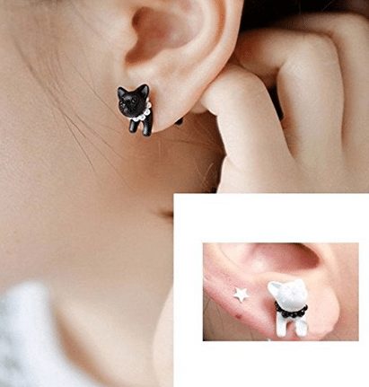 Black and White Kitty Earrings1