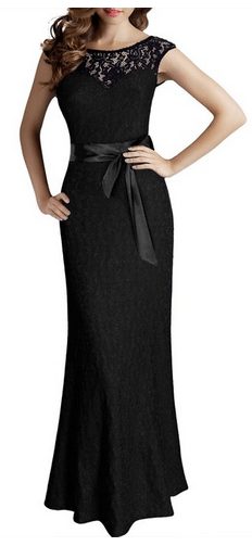 Elegant Sleeveless Halter Black Lace Dress