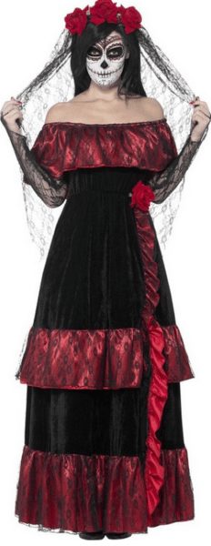 Spanish lady rose viel Day of the Dead Sugar Skull Halloween costume