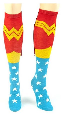Wonder Woman Knee High Socks with Shiny Cape