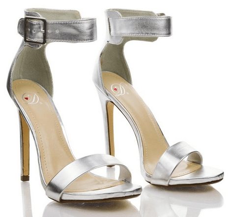silver heels ankle strap