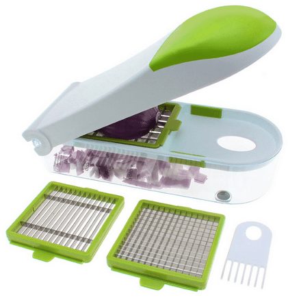 3-in-1 Onion Chopper, Vegetable Slicer, Fruit and Cheese Cutter