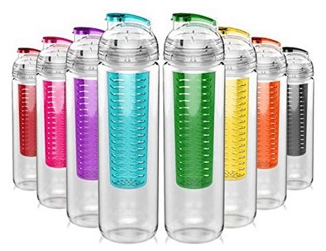 Fruit Infuser Sports Water Bottle 28oz - with BONUS 130 friut infused water recipes