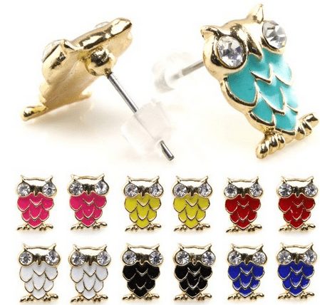 Owl Earrings Studs, Stainless Steel Pin, Nickel-free